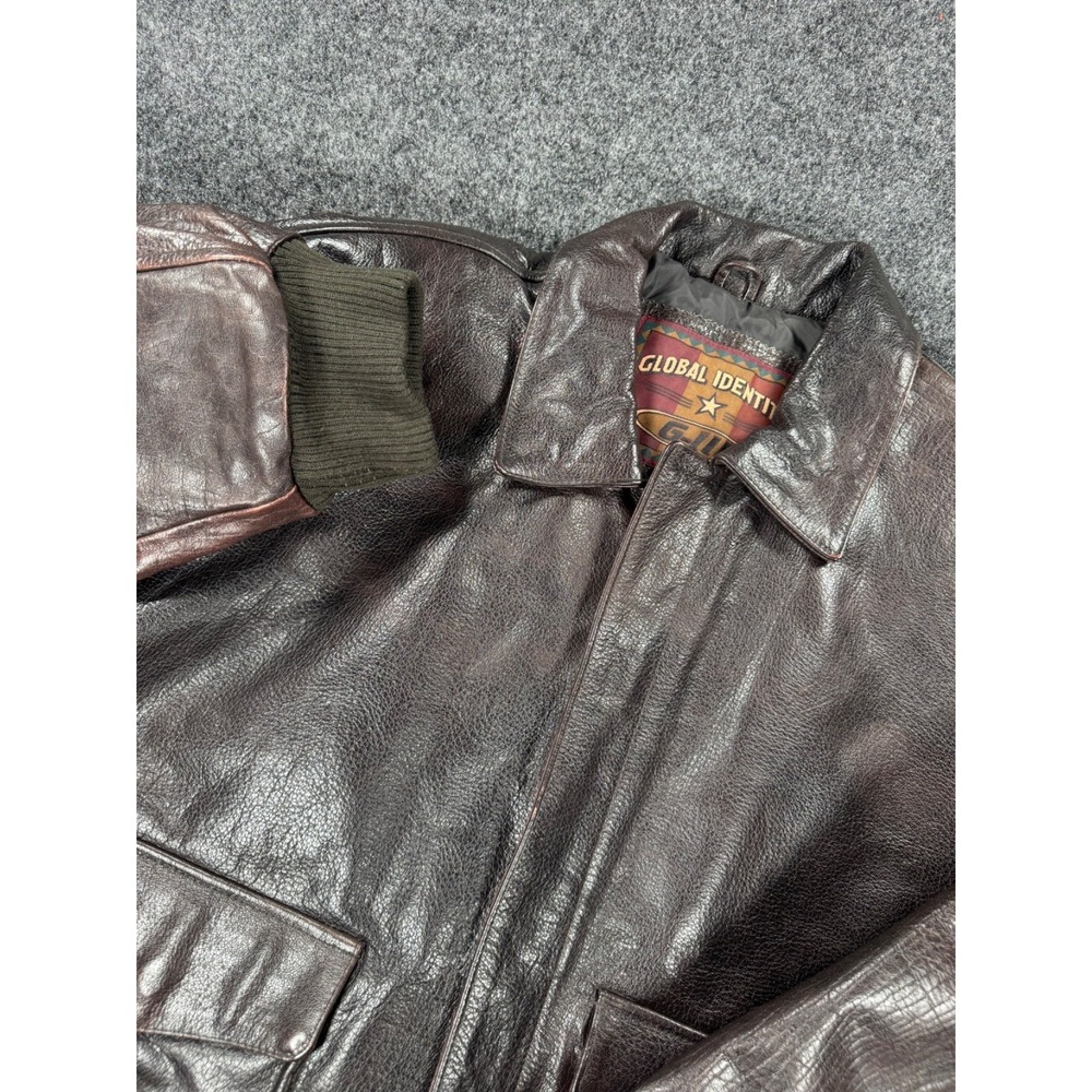 VTG G-III Global Identity Leather Bomber Jacket Mens L Brown Flight A-2